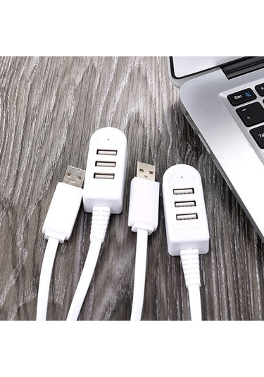 Sandwich Beyaz Usb 2.0 Hub 3 Portlu, 27cm Uzunluk, Hızlı Veri Transferi, Akım Koruma, Taşınabilir Abs Malzeme