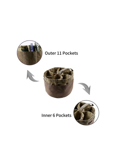 Tongxida 17 Cepli Gri Bahçe Alet Çantası - 11 Küçük + 6 Büyük - Çekmeceli Kapatma - Dayanıklı Taşınabilir Çanta