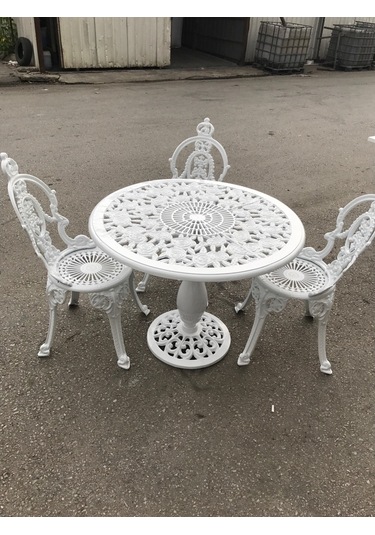 Aluminyumdokumcu Padişah Sandalye 90 Çap Güllü Masa