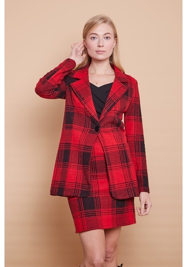 Kışlık Likralı Yünlü Kumaş Yüksek Bel Diz Üstü Kalem Etek-bordo Desen - Bordo D. Bordo