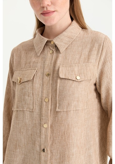 Esswaap Çift Cep Detaylı Pantolonlu Takım Camel Camel