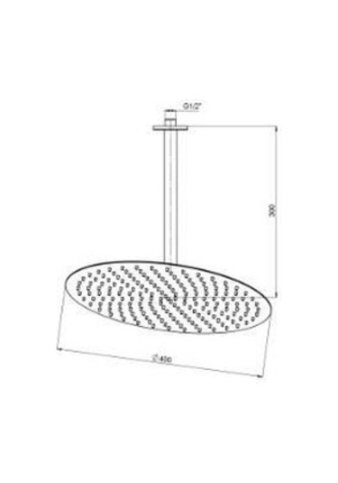 Gpd Ankastre Duş Başlığı Oval Slim Metal Ø40 Cm Siyah Ads24-S Siyah