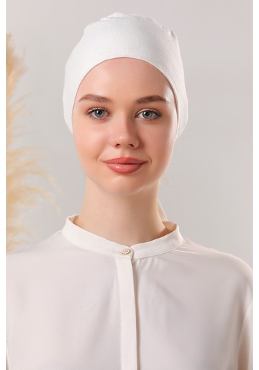 Melodi Scarf Dikişsiz Penye Bone Ekru Ekru