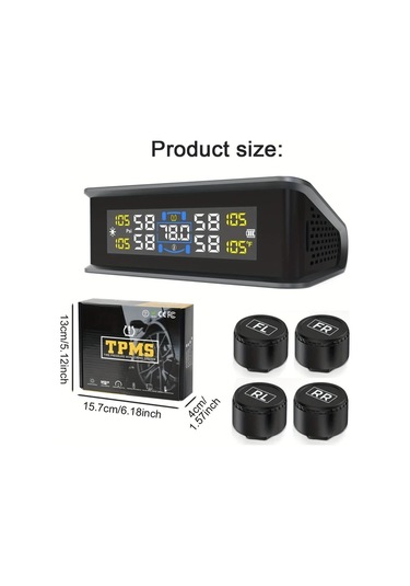 Boatshop1 T15 Tüm Uyumlu Modeller Harici Sensörlü Evrensel Kablosuz Güneş Enerjili Lastik Basınç İzleme Sistemi Tpms Usb Şarj 36v Hassas Algılama