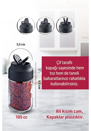 Ahşap Tabanlı Metal Standlı 4 Lü Cam Baharatlık Seti