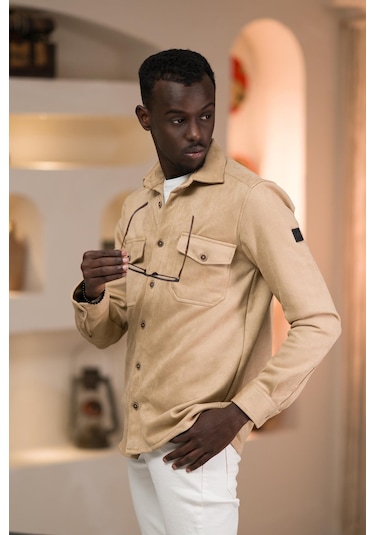 Advante Regular Fit Likralı Çift Cepli Pamuklu Astarsız Kadife Gömlek 001