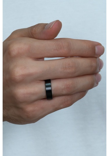 6mm Mat Düz Model Unisex Kadın Erkek Çelik Alyans Yüzük Cl29 Siyah