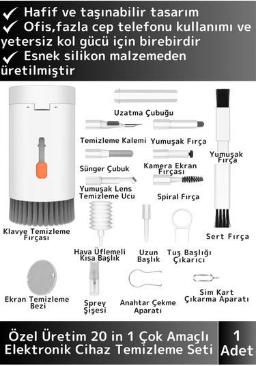 Wintoup 20in1 Bilgisayar Telefon Tablet Kamera Elektronik Temizleme Kiti 20
