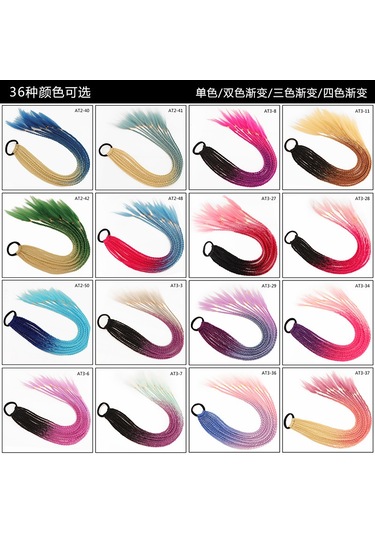 Peruk At Kuyruğu Renkli Örgü Yüksek Sıcaklık Fiber Büküm Örgü Degrade Renk Etnik Stil Üç Telli Örgü Dreadlocks At Kuyruğu