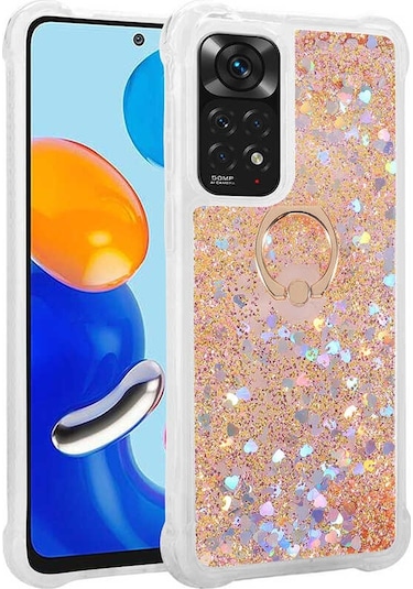Xiaomi Redmi Note 11 Pro 5G Kılıf Milce Simli Pullu Yüzüklü Kılıf