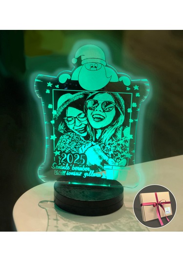 Yılbaşı Hediyesi Kişiye Özel Dikdörtgen Kardan Adam 3d Led Gece L