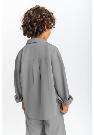 Oliventhekid Unisex Balon Pantolon Gömlek Takım Gri Gri