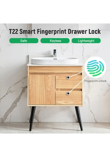 Mufunye T22 Akıllı Parmak İzi Kilidi Elektronik Çekmece Kilidi Anahtarsız Biyometrik Dolap Kilidi Ev Ofis İçin Usb Şarj Edilebilir Kilit