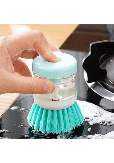 Pratik Sıvı Deterjan Hazneli Bulaşık Fırçası Hazneli Mutfak Banyo Lavabo Yıkama Fırçası 1 Adet