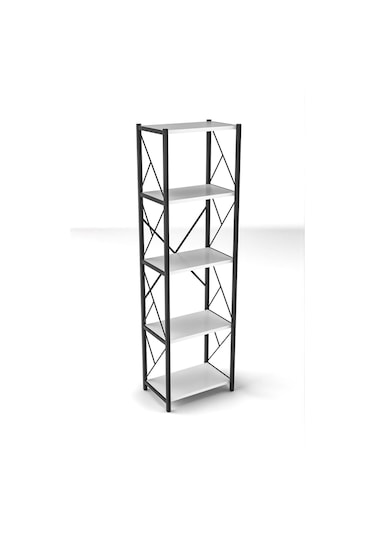 Morpanya Arfelix Metal Tekli Mutfak Rafı Malzeme Dolabı 5 Raflı Mikrodalga Fırın Rafı Çok Amaçlı Beyaz