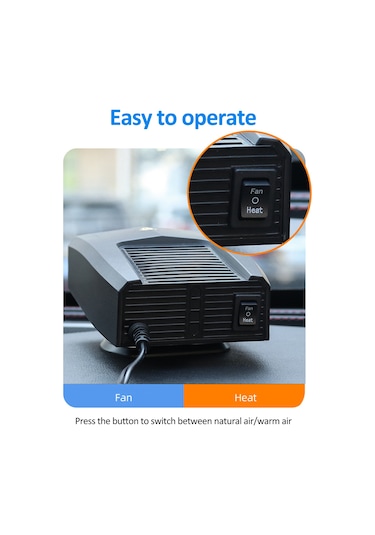 Vkemall 24v Siyah Araba Isıtıcı - 180w Absp Malzeme İle Buğ, Kar Ve Toz Temizleyici - Hızlı Isı Sağlar