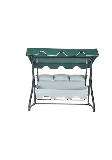 Salvia 3 Kişilik Bahçe Balkon Teras Salıncağı - Yeşil Çizgili Yeşil
