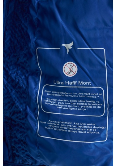 AC&Co / Altınyıldız Classics  Erkek Indıgo Rüzgar Geçirmez Taşınabilir Çantalı Sıcak Tutan Elyaf Dolgulu Ultra Hafif Standart Fit Şişme Yelek Indıgo