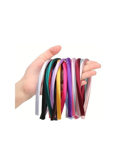 Willowhaven 30/10 Adet Moda Renkli Full Coverage Saten Kurdele Saç Bandı Dıy Saç Aksesuarları Rastgele Renk Karışımı 10 Adet