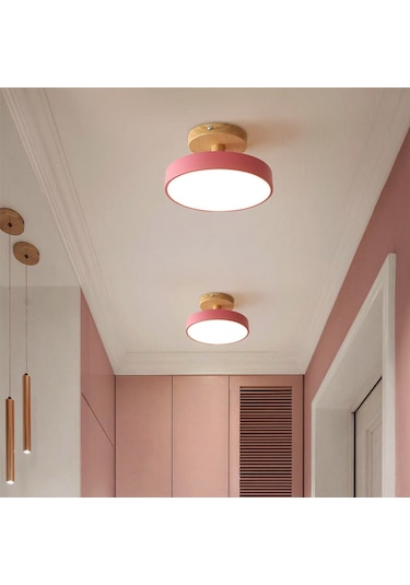 Ximistore9 Yeşil 18 Cm Çap Beyaz Işık, Doğal Ahşap, Kuzey Avrupa Stili, Koridor, Hol, Balkon, Gardırop Aydınlatması - Dayanıklı, Kompakt Tasarım Diğer