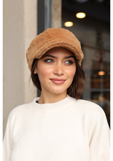 Kadın Peluş Kaptan Denizci Şapka Rkş-05 Camel Camel