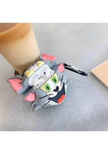 Iphone 1/2. Nesil Uyumlu Koruyucu Bluetooth Kulaklık Kılıfı Tom Figürlü Tom Airpods 1/2. Nesil