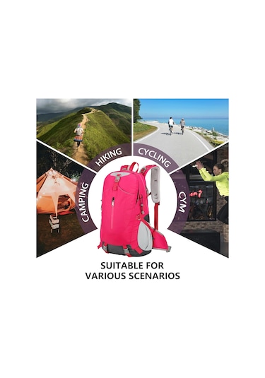 Erkekler Ve Kadınlar İçin Yürüyüş Sırt Çantası, Seyahat, Spor Açık Hava, Arka Paketi, Kamp, Çanta, Su Geçirmez, 40l. Gül Kırmızı Gül