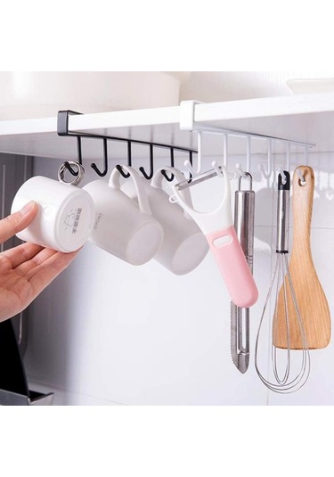 Raf Dolap Rafı Kupa Çay Fincanı Kancası Saklama Tutucu Dolap Ek Parçası Kupa Tutucu Bardak Tutucu 6 Kanca Kahve Fincanı Tutucu Asılı Saklama -2 Adet Çok Renkli