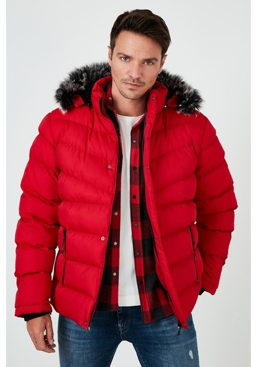 Buratti Slim Fit Suni Kürklü Peluş Astarlı Çıkarılabilir Kapüşonlu Şişme Erkek Mont 5761080 B Kırmızı Buratti Slim Fit Suni Kürklü Peluş Astarlı Çıkarılabilir Kapüşonlu Şişme Erkek Mont 5761080 B Kırmızı