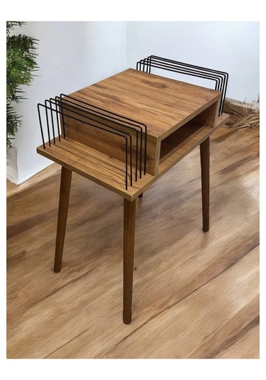 Plak Ve Pikap Sehpası 2 Li Atlantik Çam Ahşap Ayaklı