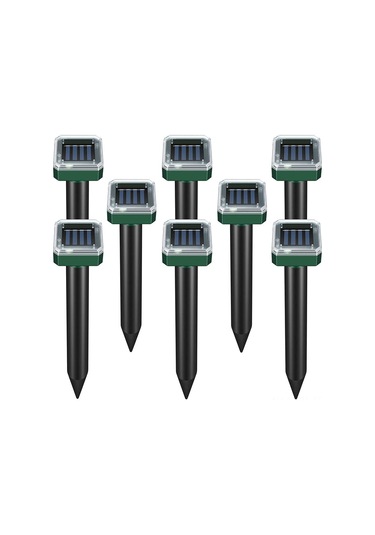 Vkemall Güneş Enerjili Ultrasonik Hayvan Kovucu - 40 Fişek Çapı, 8 Adet Yeşil Plasti K, Kimyasiz, Dış Mekan Sürüngen Ve Gölgeci Ler İçin