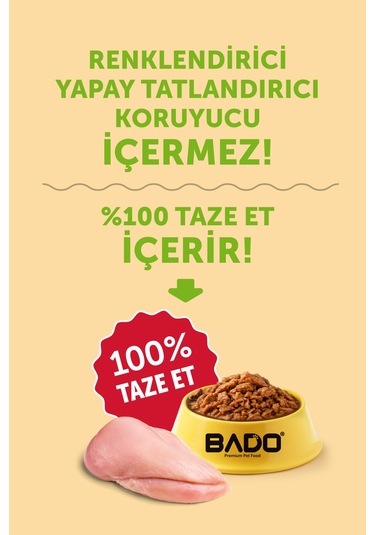 Bado Gurme Yaş Yetişkin Kedi Maması Hindi Etli 85 Gr