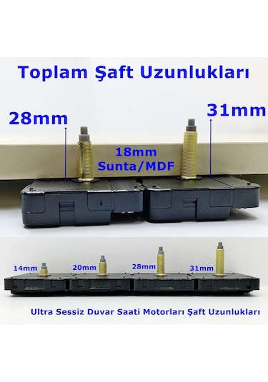 Duvar Saati Mekanizması Güçlü Sessiz Motor Akrep Yelkovan Saniye Siyah