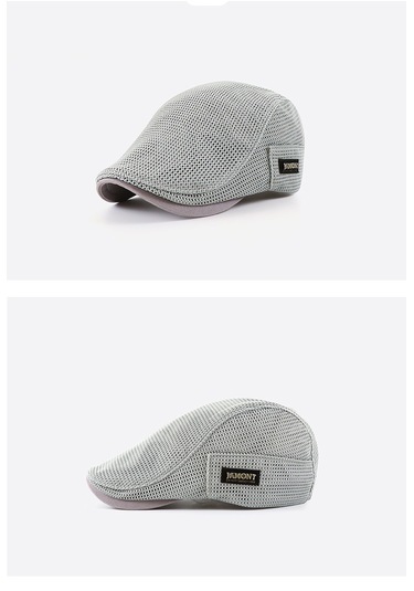 Hqgoodstore Yeni Rahat Basit Düz Renk Tam Örgü Nefes Alabilen İnce Erkek Sivri Şapka Gri Gri