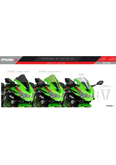Kawasaki Zx4r Zx4rr 2023-2025 Puig Z-racing Koyu Füme Ön Cam Koyu
