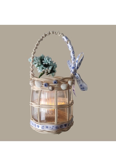 Marin Mumluk Bambu Ve Deniz Kabukları Arajmanlı 10 Cm