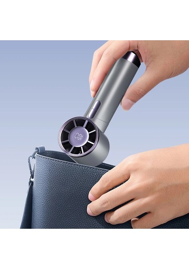 Mini Taşınabilir El Fanı 100 Hızı Turbo Masaüstü Fan Led Ekran İle Usb Pil Sey Whıte