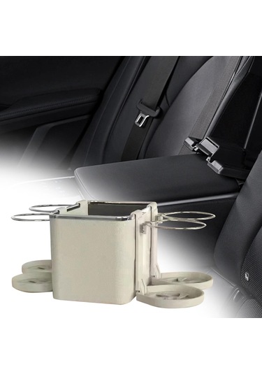 Magideal Suntek Araba Kol Dayama Saklama Kutusu Bej-4'lü-bardaklık