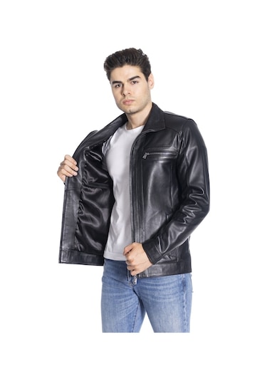 Derinss Der166 Hakiki Deri Erkek Siyah Mont