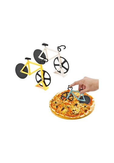 Sones Paslanmaz Çelik Bisiklet Pizza Kesici Bıçak Pasta Kesici Yaratıcı Ocak Rastgele Renk Teslimatı