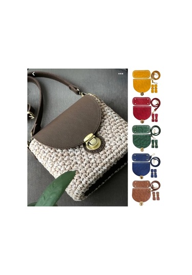 Fochsia 5 Adet Parlak Düz Rastgele Vintage Koyu Desenli Şarap Kırmızısı Çanta Aksesuarı El Örgü Sırt Çantası Tabanı