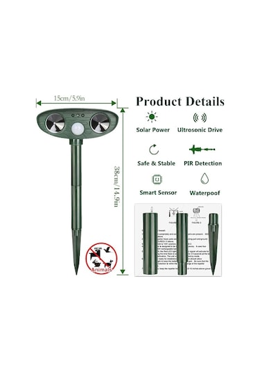 Tongxida Qianfan Ultrasonik Kedi Kovucu, Güneş Enerjili, Yeni Tasarım, Hayvan Kovucu