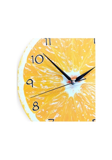 CajuArt Dekoratif Ahşap Portakal İçi Yuvarlak Mutfak Duvar Saati Ahşap