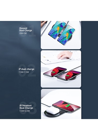 Maiyame Baseus 15w Çiftli Kablosuz Şarj Aleti, Qi Sertifikalı, İphone Ve Android Uyumlu, Bs-w508 Siyah