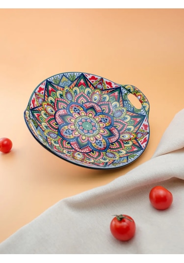 Nouvelle Sunum Ve Servis İçin Kulplu Tabak "arabesque", 400 Ml 167796044 Mavi