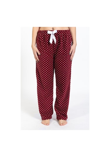 Kadın Polar Kışlık Eşofman Alt Waynap Polar Alt- Bordo