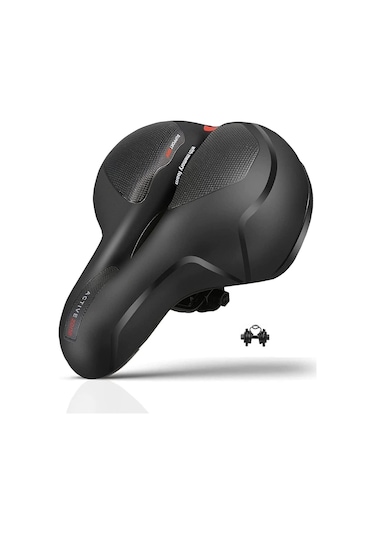 Bisiklet Koltuk Sele Airzone Hava Kanallı Reflektörlü Elastomer Yaylı Soft Doku Selesi Geniş Sele Siyah