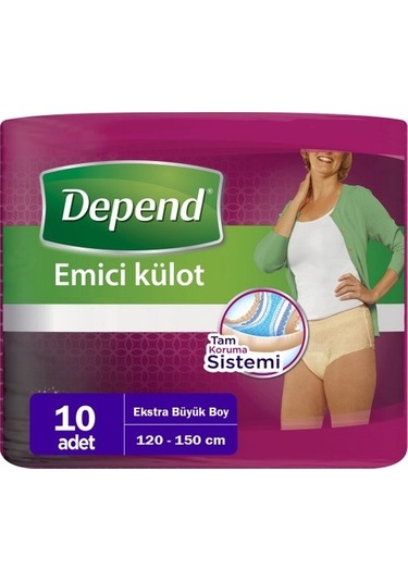 Depend Emici Külot EXStra Büyük Boy XL 120 - 150 Cm 10 Adet
