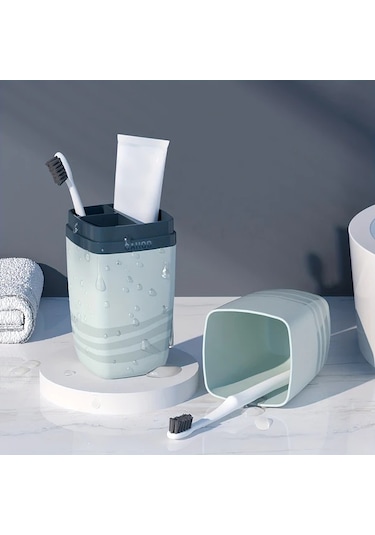 Topshop1 White 3'ü 1 Arada Seyahat Diş Fırçası Kılıfı, Plastik Diş Macunu Kabı, Çok Amaçlı Banyo Aksesuarı Beyaz