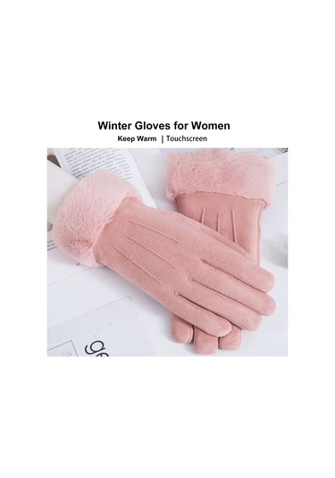 Geeroyoo Kadınlar İçin Kışlık Ekstra Kalın Dokunmatik Ekran Eldiveni - Süet Deri, Sürüş Ve Bisiklet Kullanımı İçin Süet Üç İplik Haki